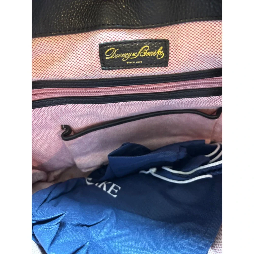 Dooney & Bourke Hobo Bag Espresso Brown Pebbled Leather Duck Logo Clasp